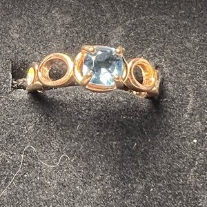 Rose gold plated over sterling silver London blue topaz ring size 8.75